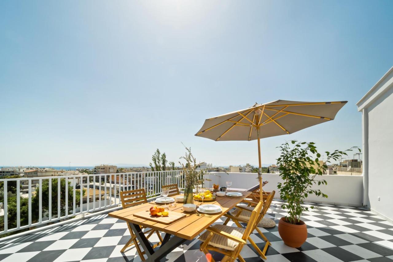 Luxurious Apartment With Big Sea View Terrace - Central Location Athena Bagian luar foto